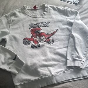 White Raptors Sweatshirt with Red Graphic